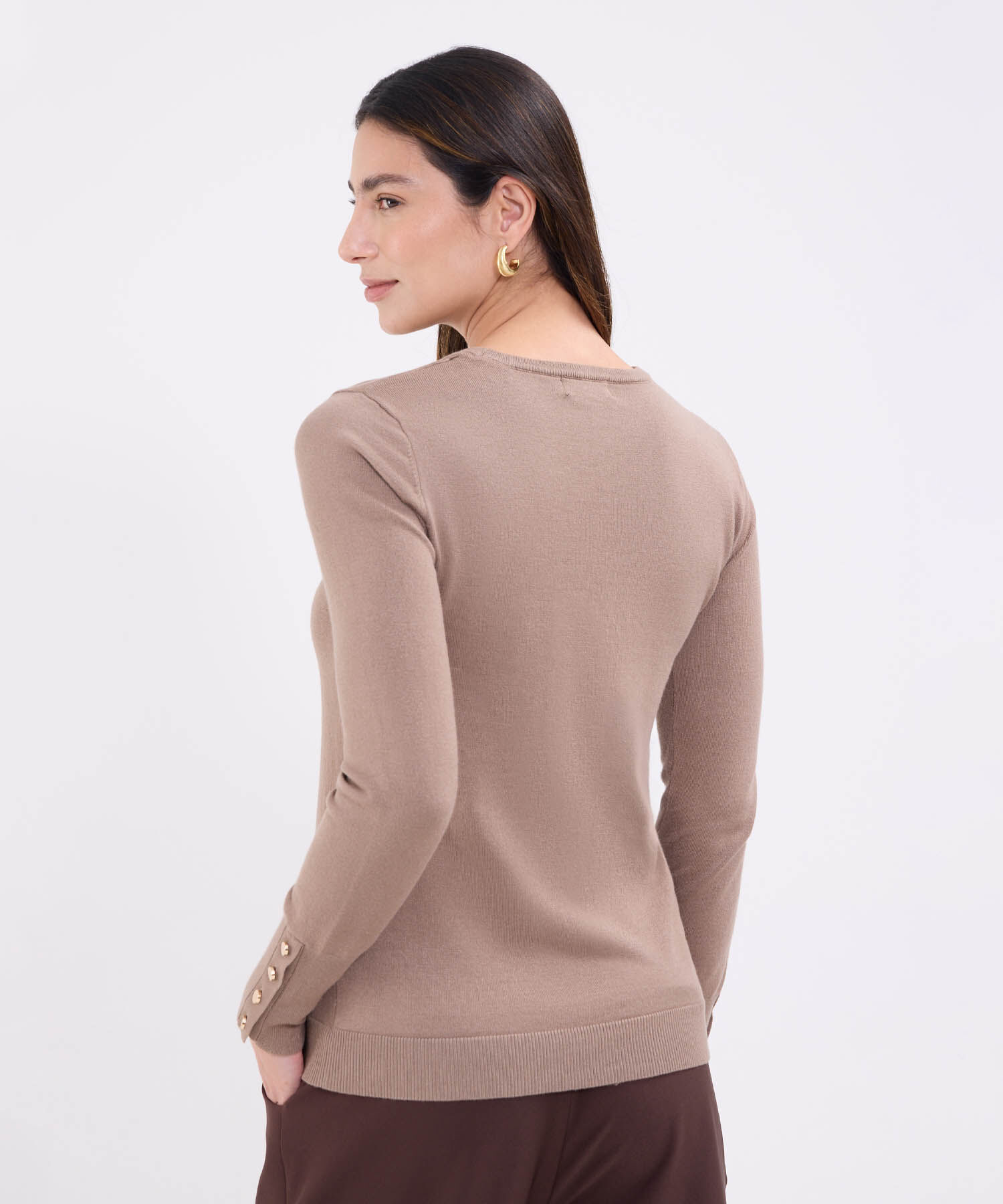 Saco unicolor  con botones en puño para mujer