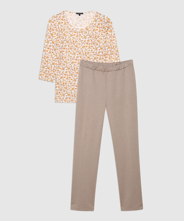 Sudadera 2 Piezas Camiseta Estampada  Y Pantalón  Unicolor Con Bolsillos
