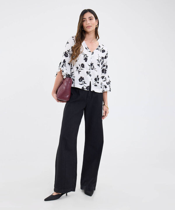 Blusa Manga ¾ Estampada Floral image number null