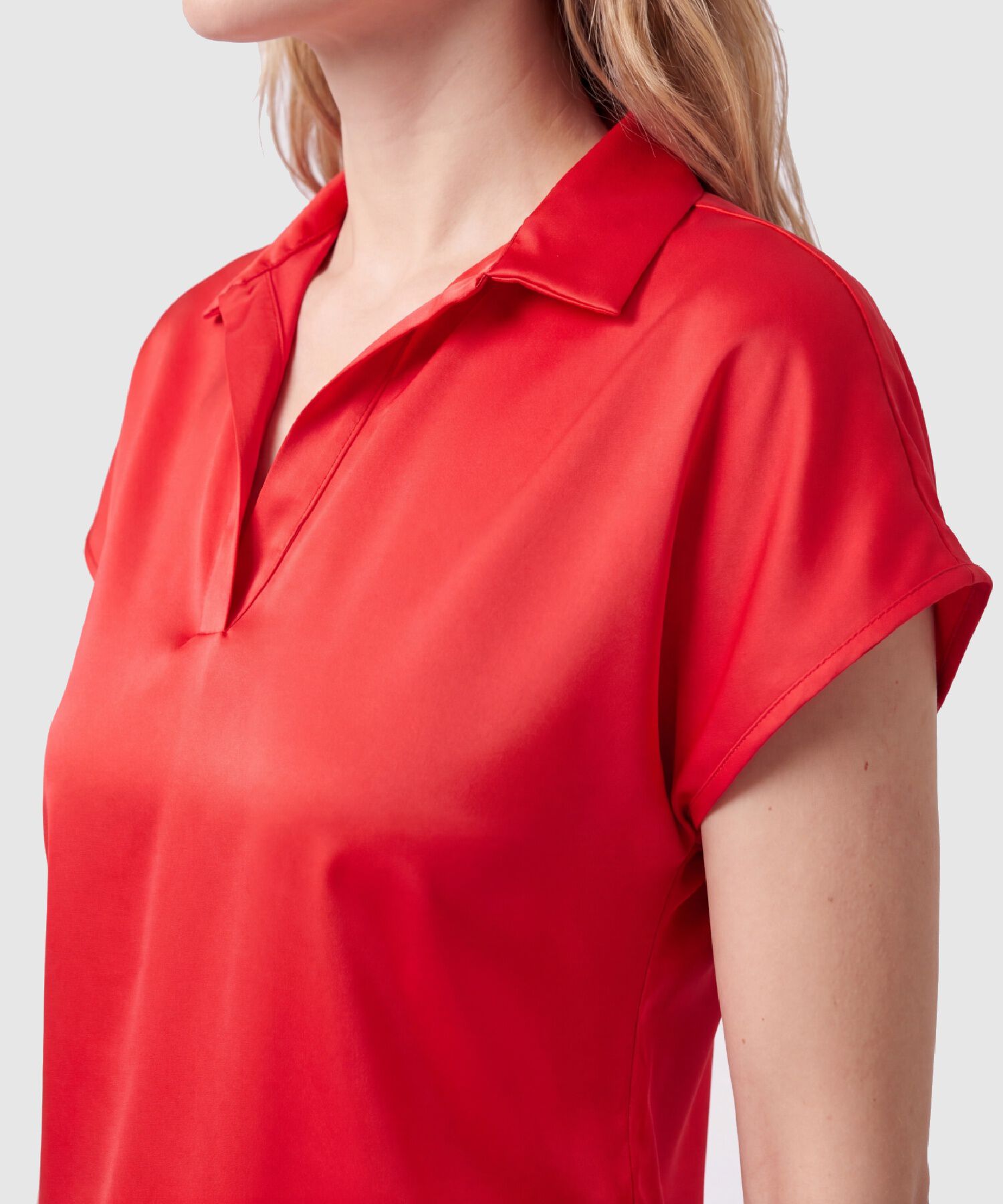 Blusa Unicolor Manga Corta Para Mujer