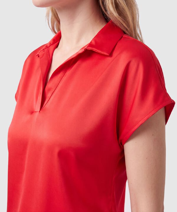 Blusa Unicolor Manga Corta Para Mujer