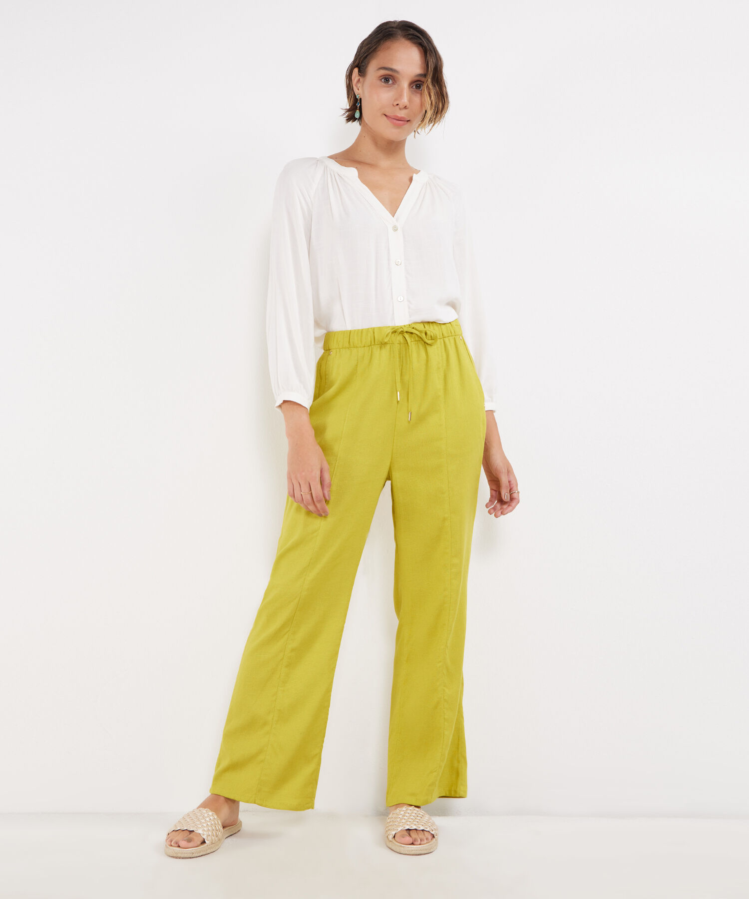 Pantalón Bota Recta En Lino