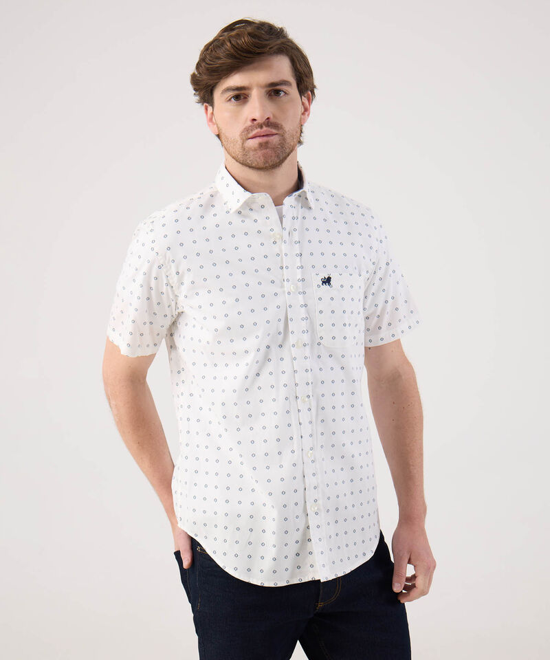Camisa Manga Corta En Miniprints Con Bolsillo