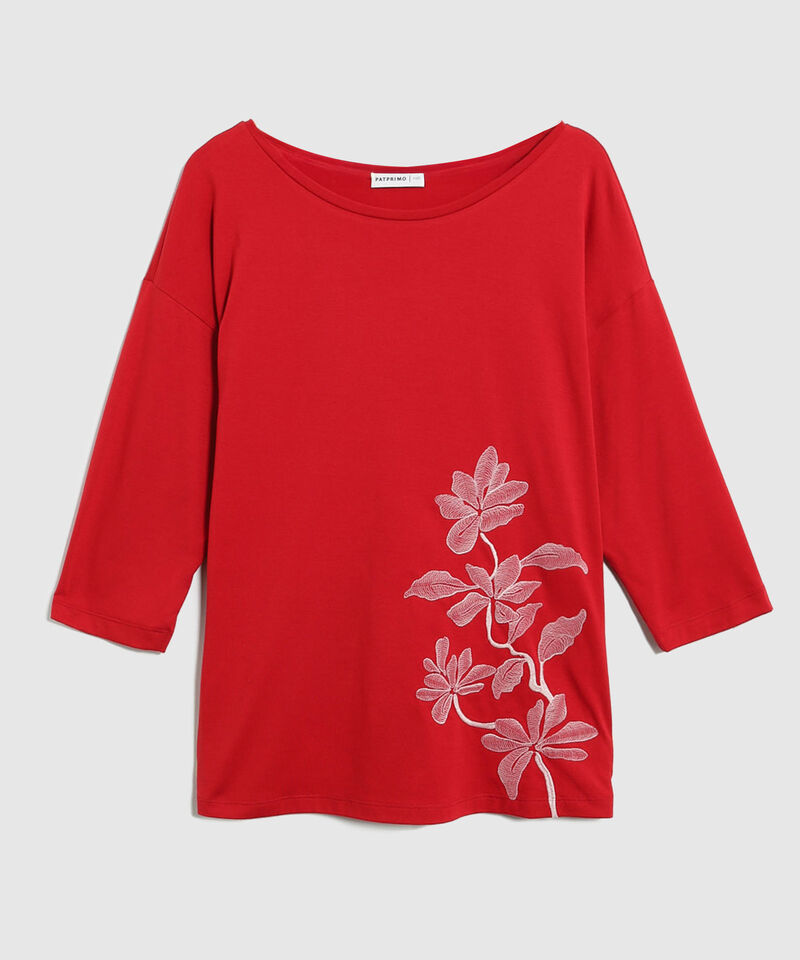 Camiseta Texturizada Manga &frac34; Para Mujer Curvy