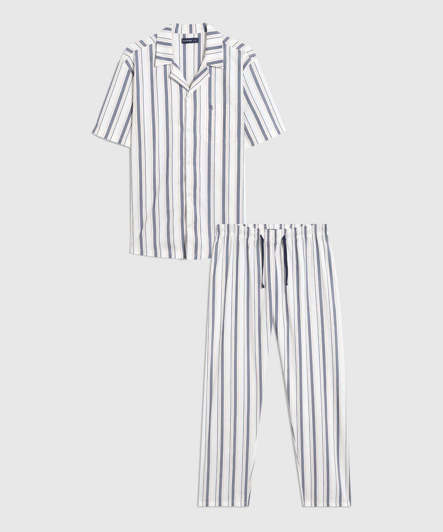 Pijama A Rayas Con Bolsillo Para Hombre