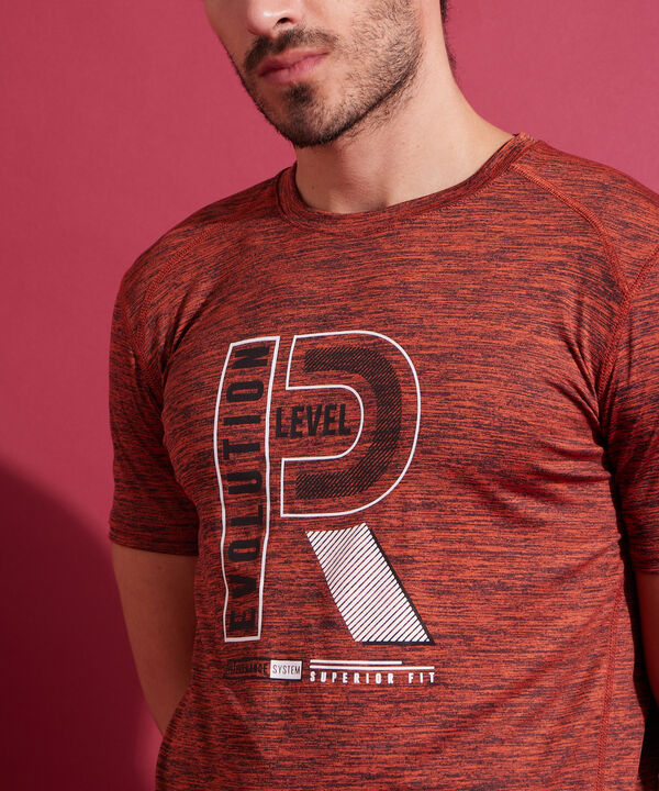 Camiseta Básica Manga Corta Cuello Redondo Jaspe Con Screen, Sport Líneas Patprimo