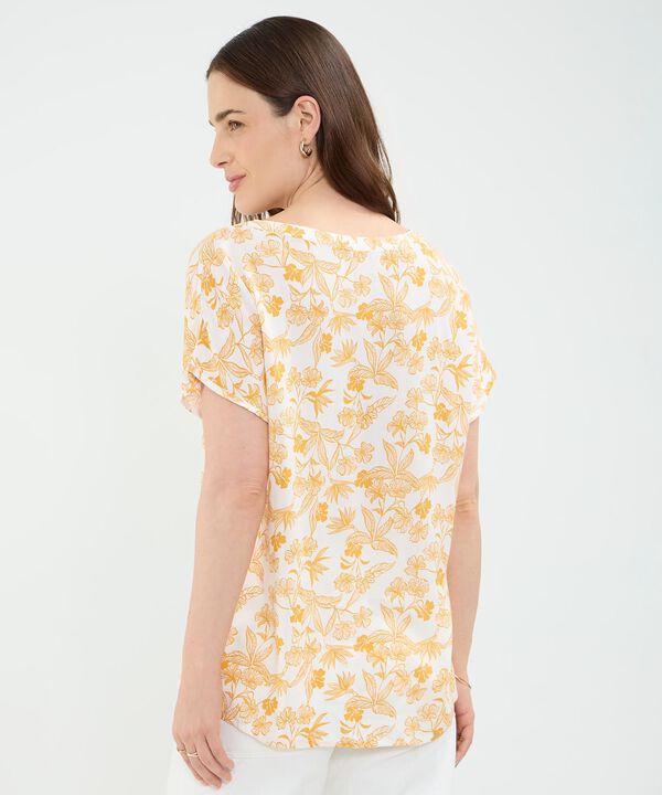 Blusa Escotada Estampado Botánico