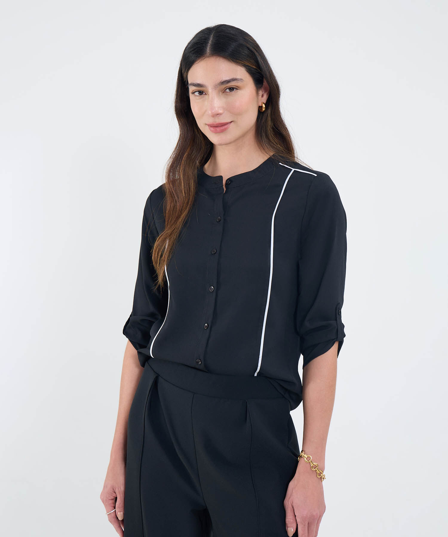 Blusa Manga 3/4 Con Detalle