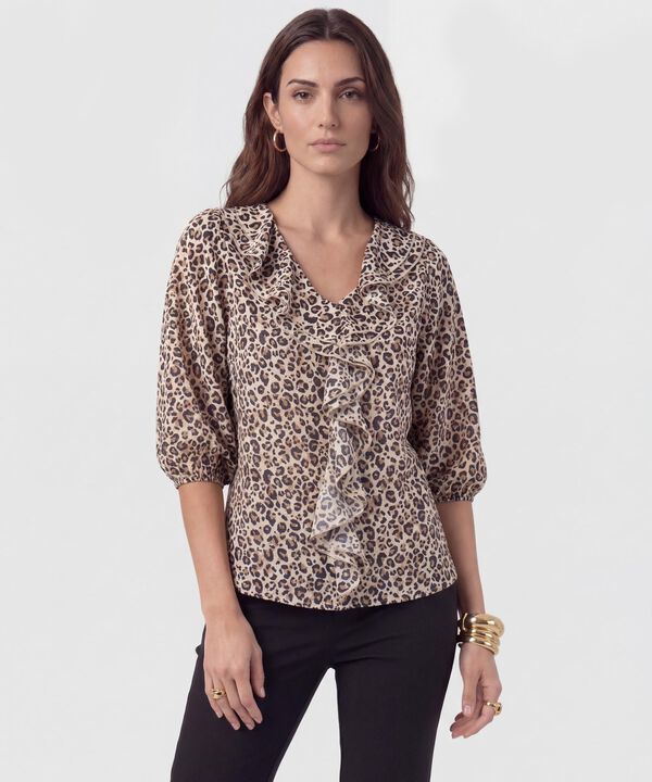 Blusa Con Boleros Frontales Y Manga &frac34; image number null