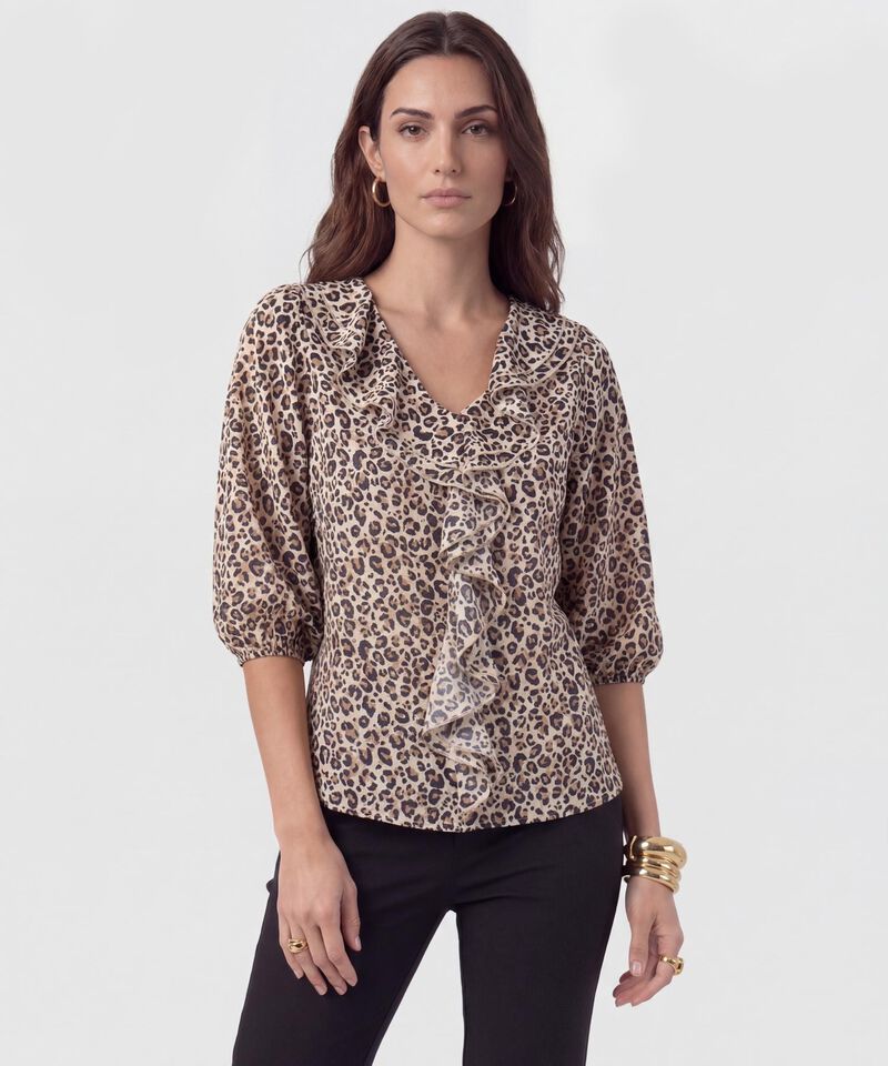 Blusa Con Boleros Frontales Y Manga &frac34;