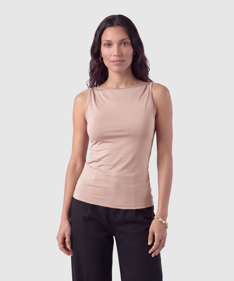 Camiseta Sin Mangas Unicolor Para Mujer