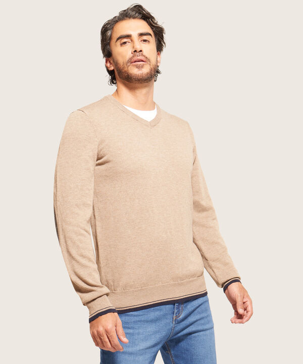 Saco Cuello V Con Coderas Tejidas