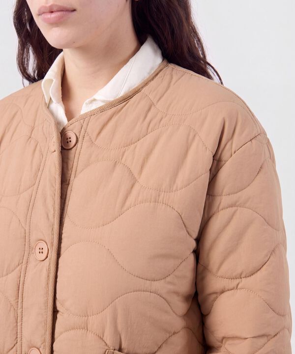 Chaqueta Acolchada Cuello Redondo Para Mujer