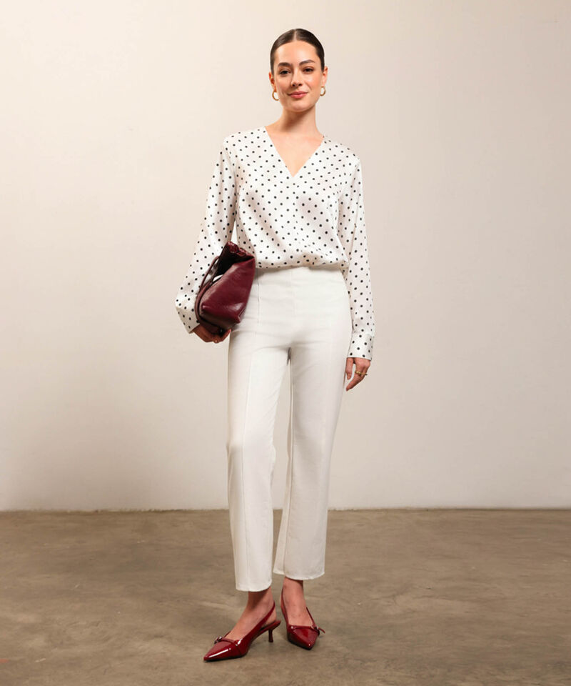 Blusa Estampada Con Cuello En V Para Mujer