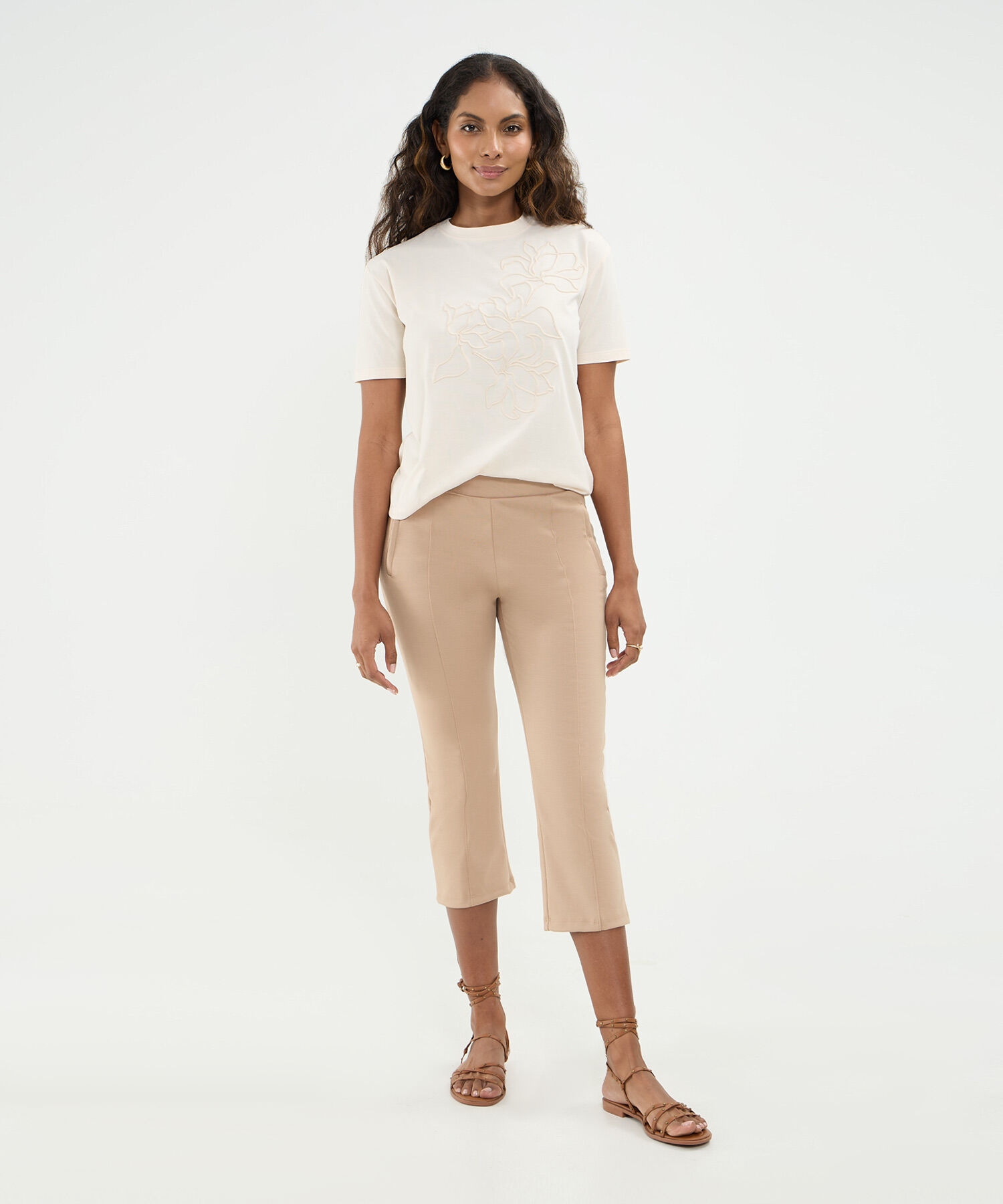 Leggins Corto Con Simulación Bolsillos Ribete Laterales Para Mujer