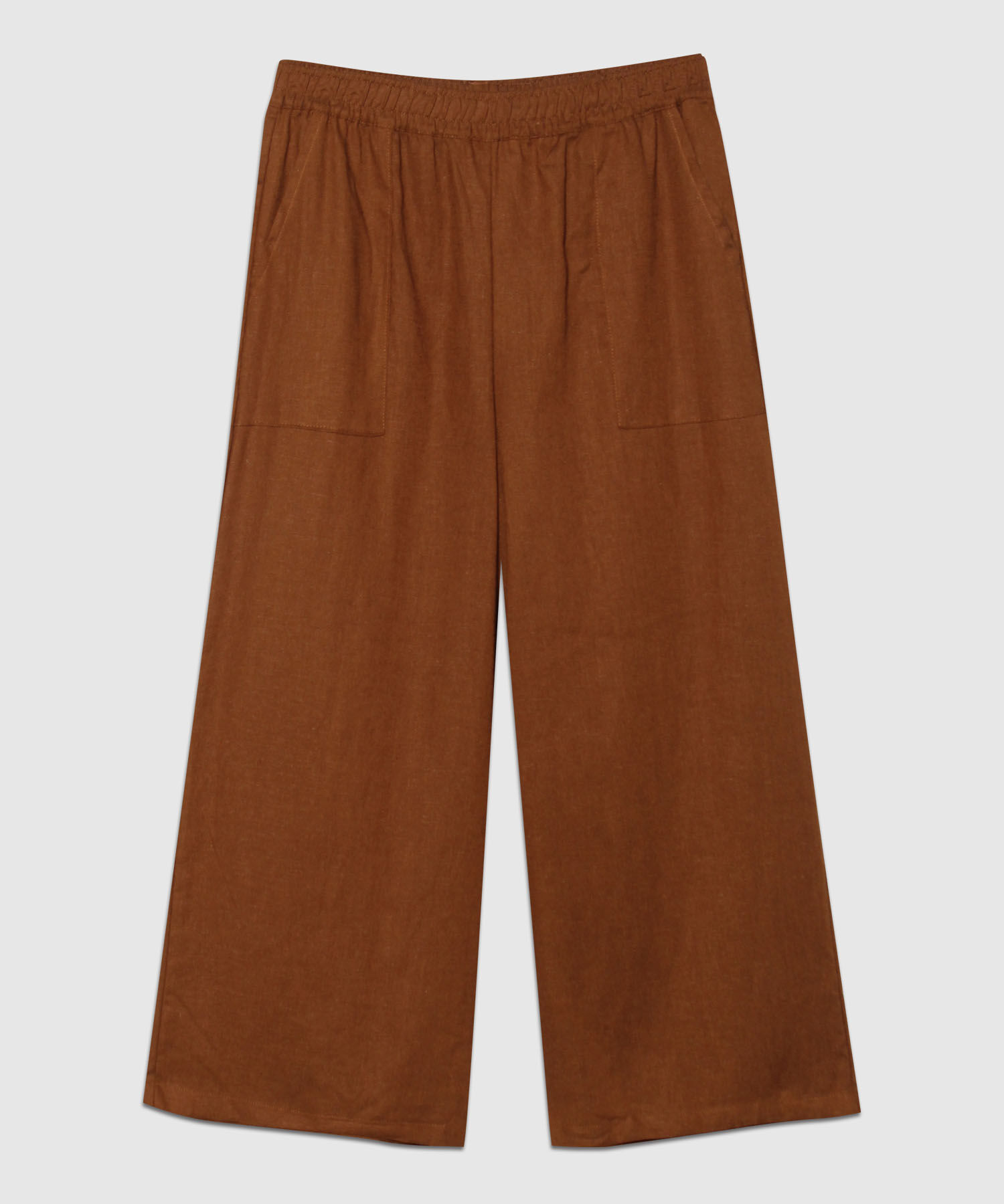 Pantalon Moda Tipo Culotte Unicolor, Resortado Con Bolsillos Diagonales, Tel Aviv Linea Moda