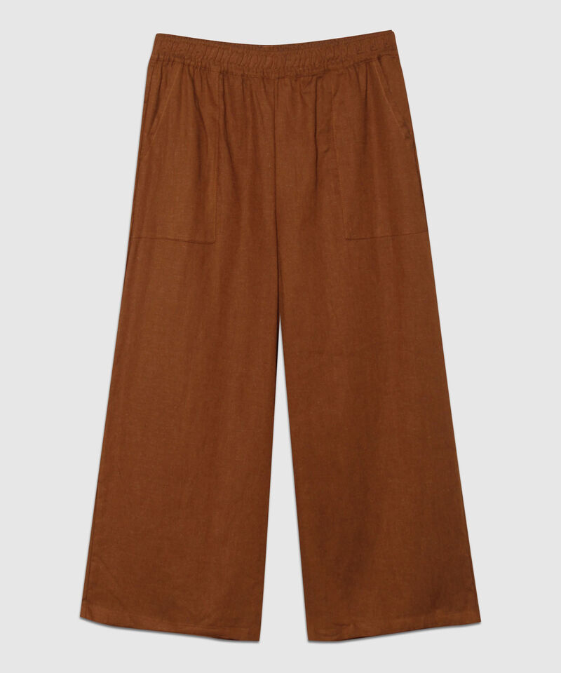 Pantalon Moda Tipo Culotte Unicolor, Resortado Con Bolsillos Diagonales, Tel Aviv Linea Moda