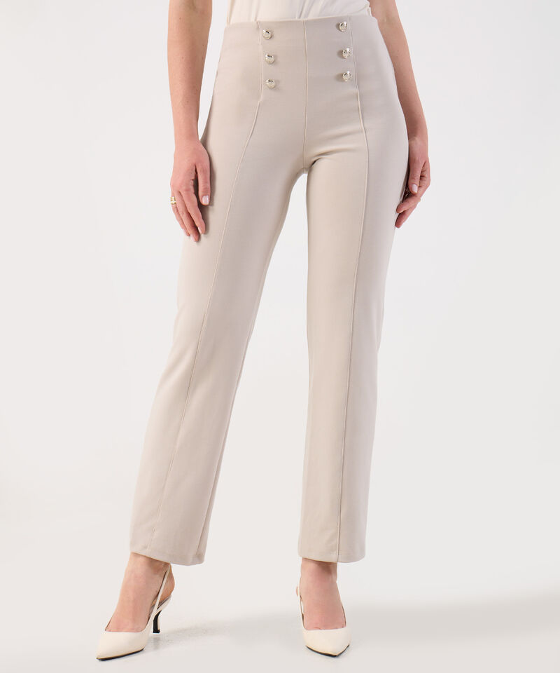 Leggings Mujer Talle Alto Botones Decorativos