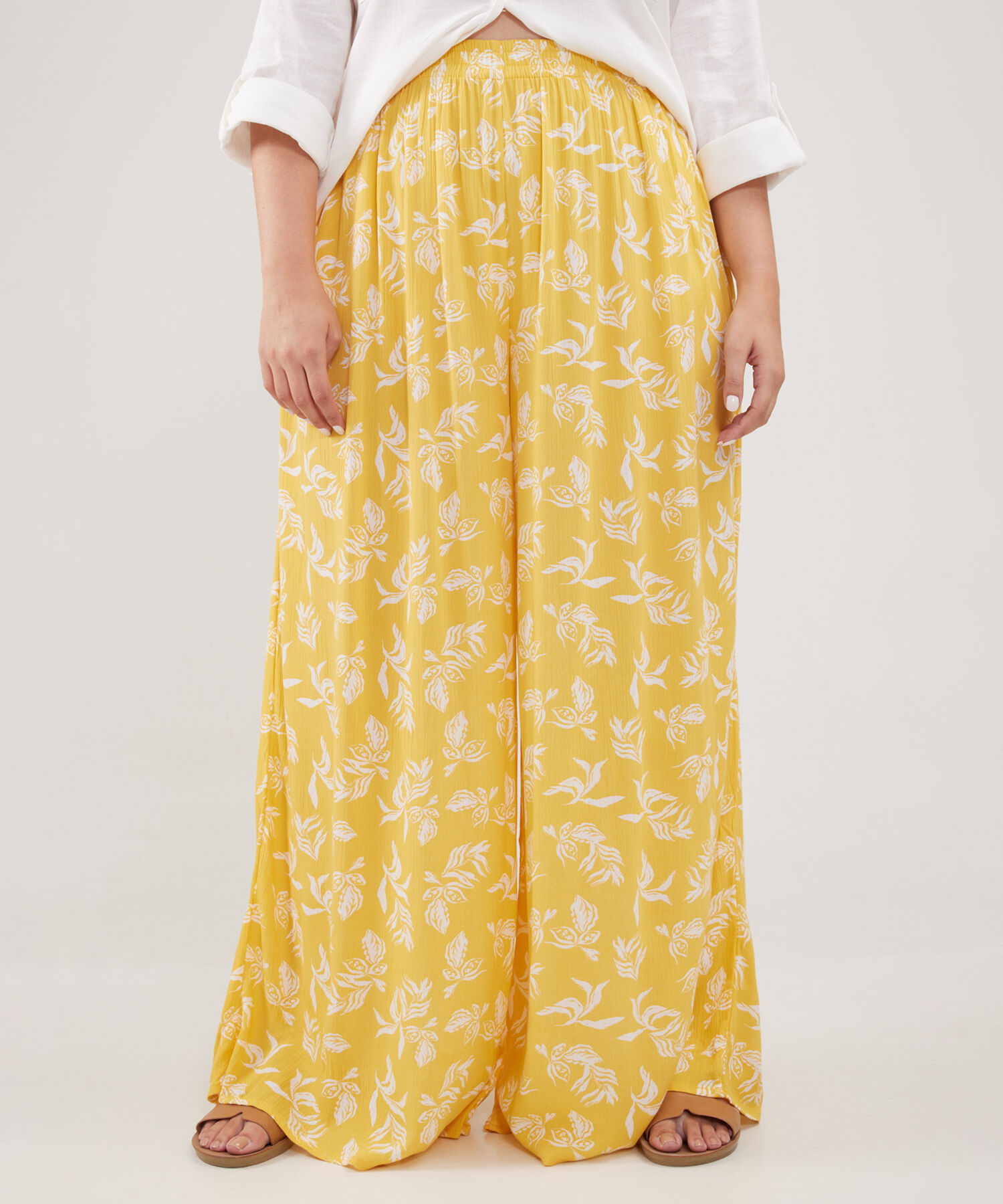Pantalón Palazzo Estampado Amplio Con Elástico