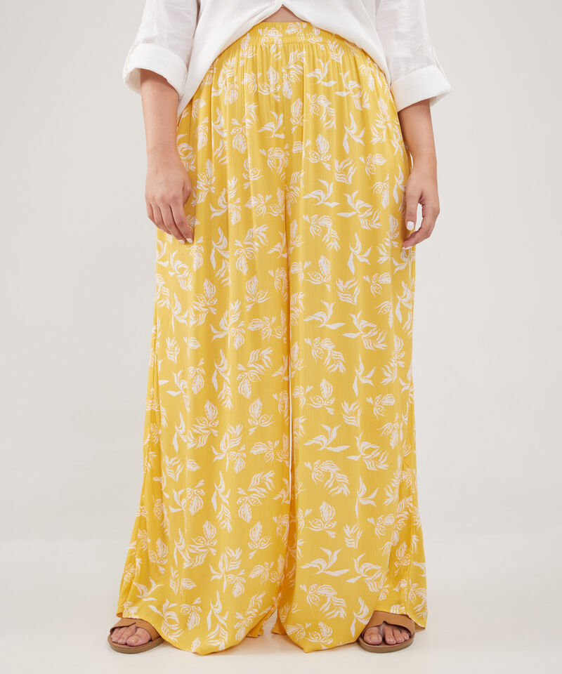 Pantalón Palazzo Estampado Amplio Con Elástico