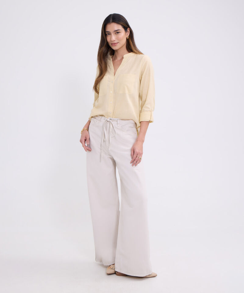 Blusa manga larga unicolor para mujer
