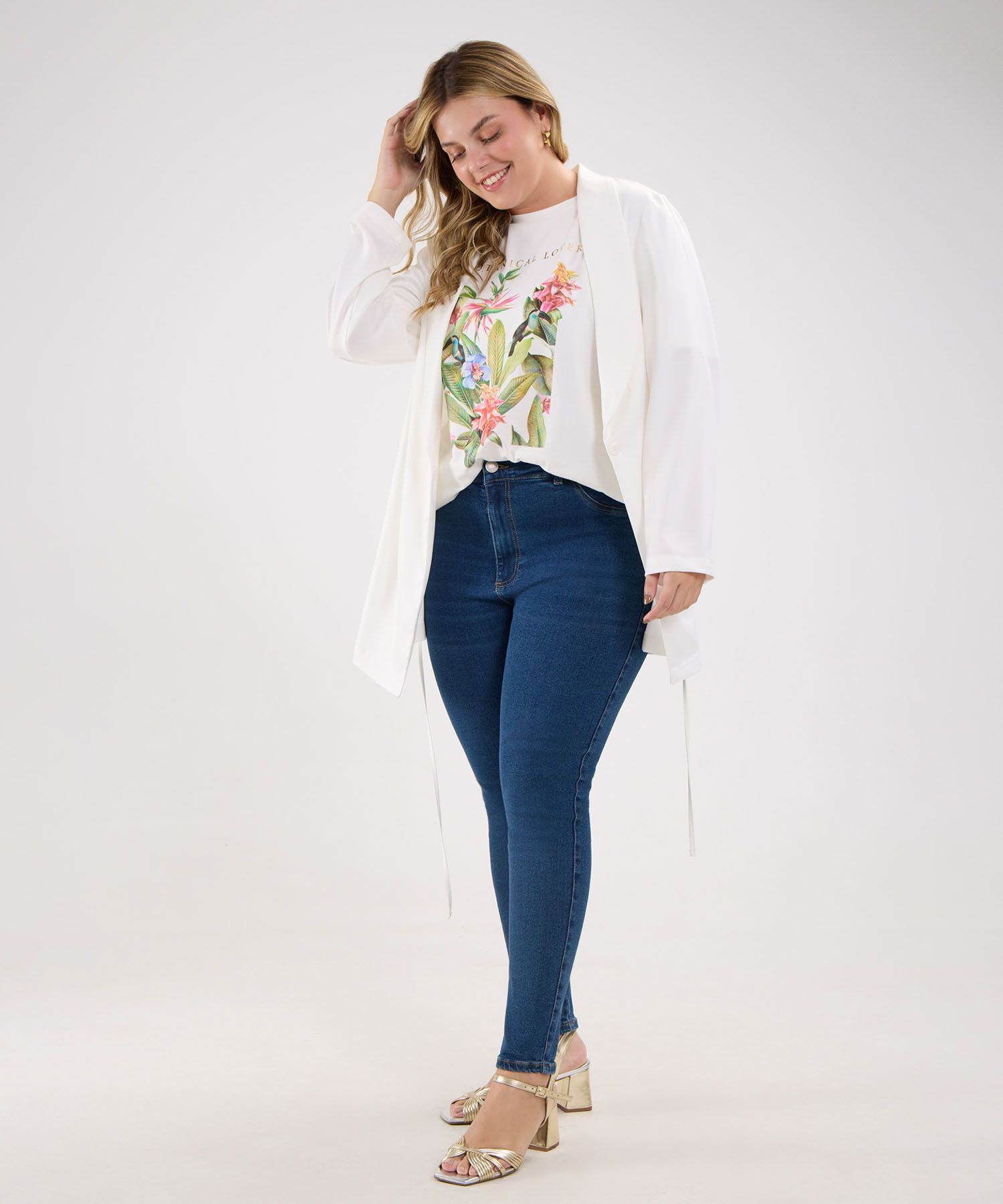 Jean Jegging Con Boton Tono Azul Medio