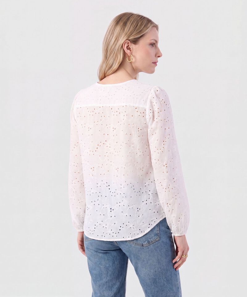Blusa Bordado Suizo Manga Larga Para Mujer