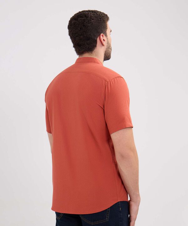 Camisa Manga Corta Unicolor Cuello Mao