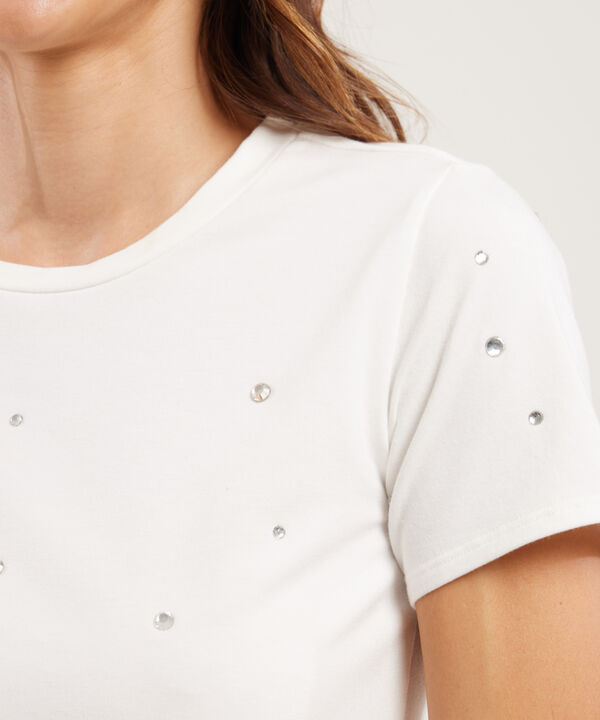 Camiseta Unicolor Con Brillantes image number null