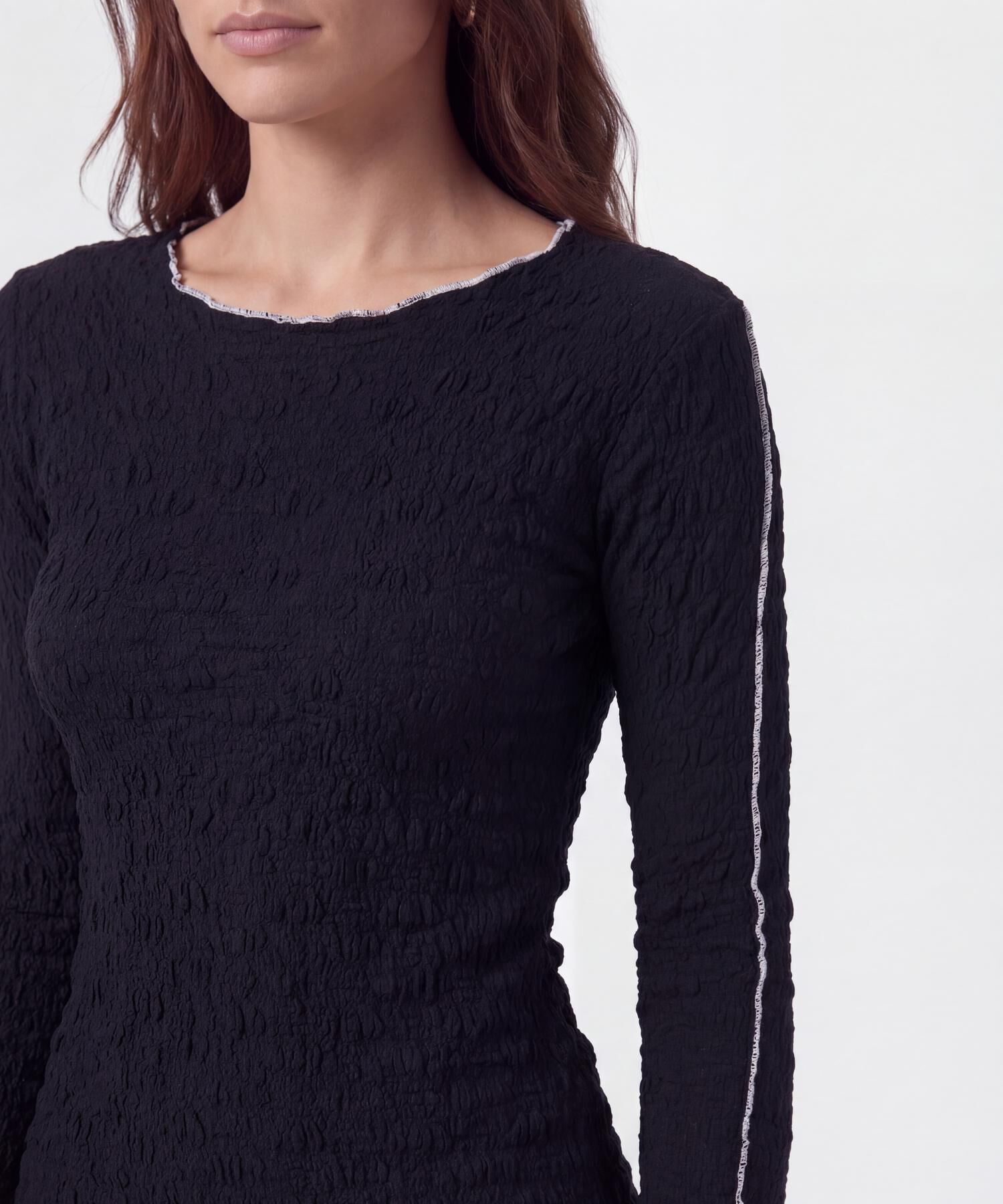 Camiseta Manga Larga Con Ondas Para Mujer