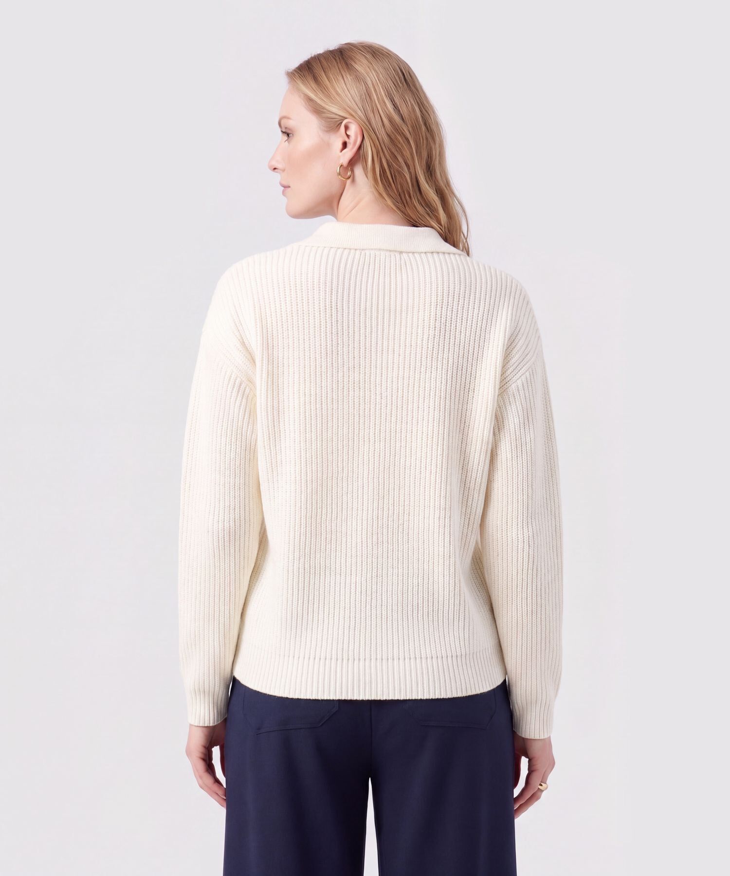Saco Tejido Cuello Polo Con Escote En V