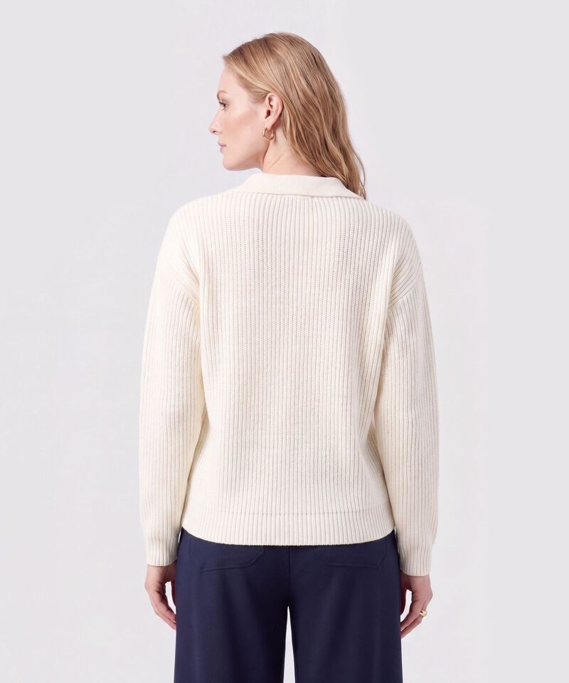 Saco Tejido Cuello Polo Con Escote En V