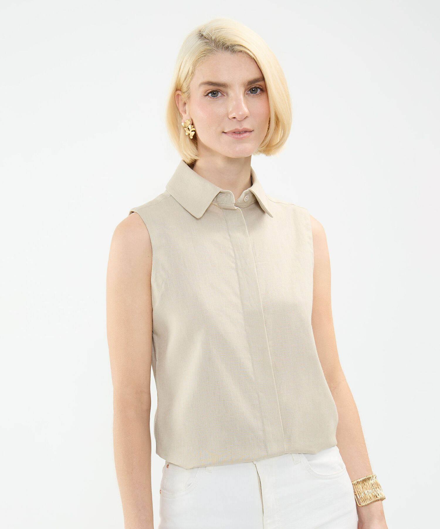 Camisa en Efecto Lino