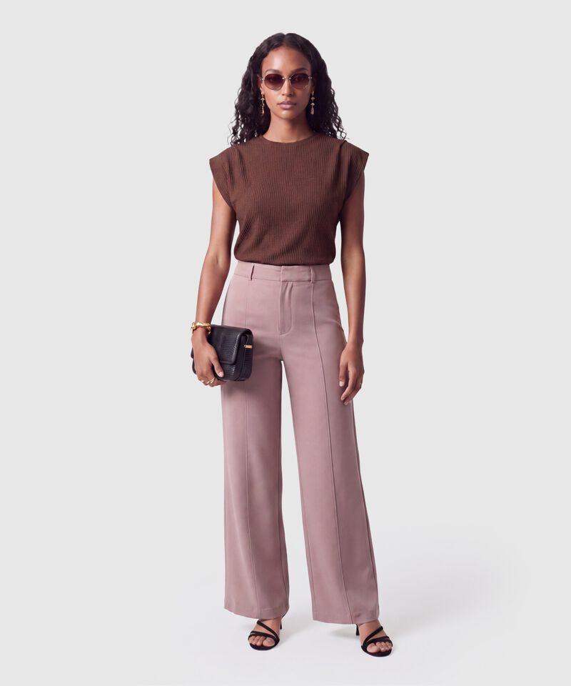 Pantal&oacute;n Wide Leg Con Costura Mujer