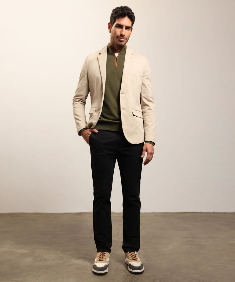 Buzo de Tejido Liso con Cuello Alto y Cremallera Para Hombre