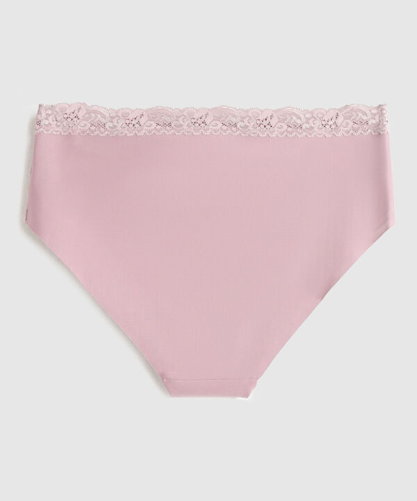 Panty Clásico Unicolor En Microfibra, Tiro Alto Con Encaje image number null