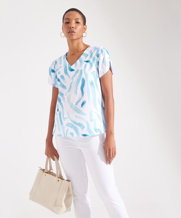 Blusa Estampada con Escote en V image number null
