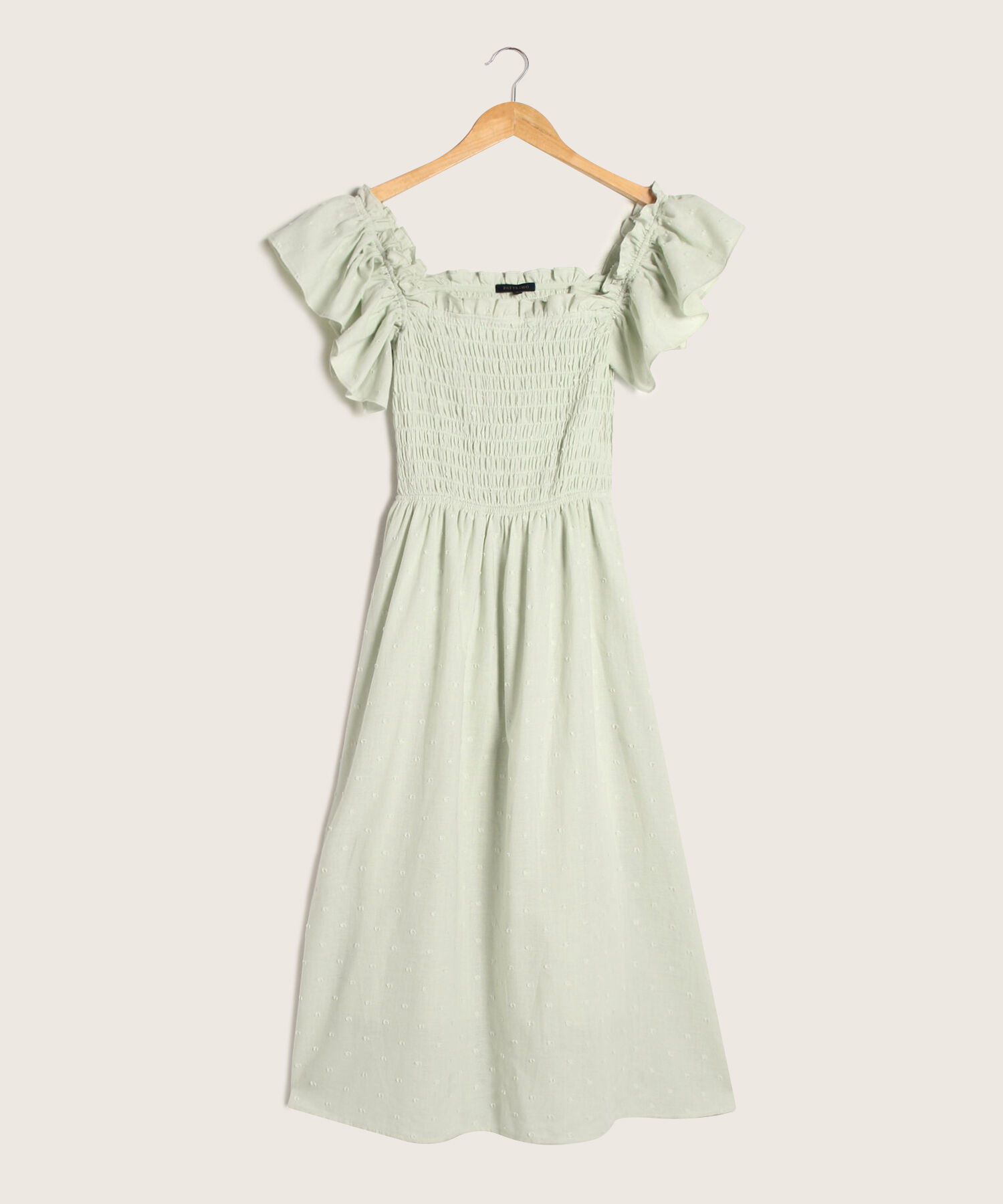 Vestido Midi Manga Corta Tipo Gola