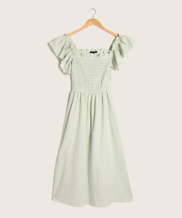 Vestido Midi Manga Corta Tipo Gola