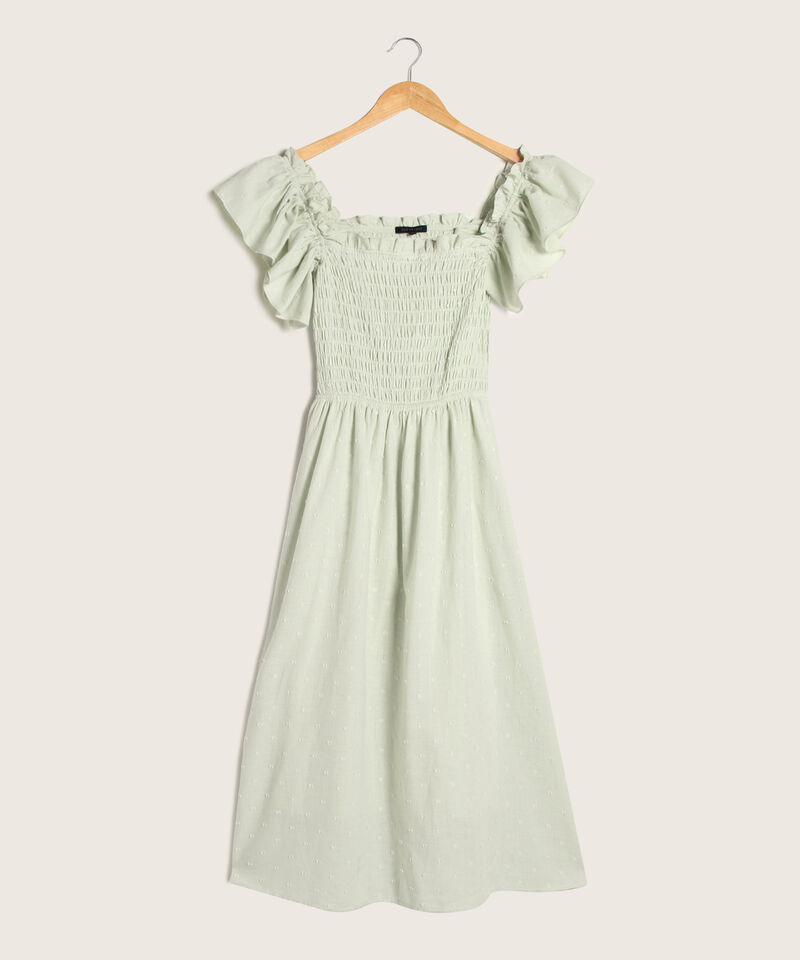 Vestido Midi Manga Corta Tipo Gola