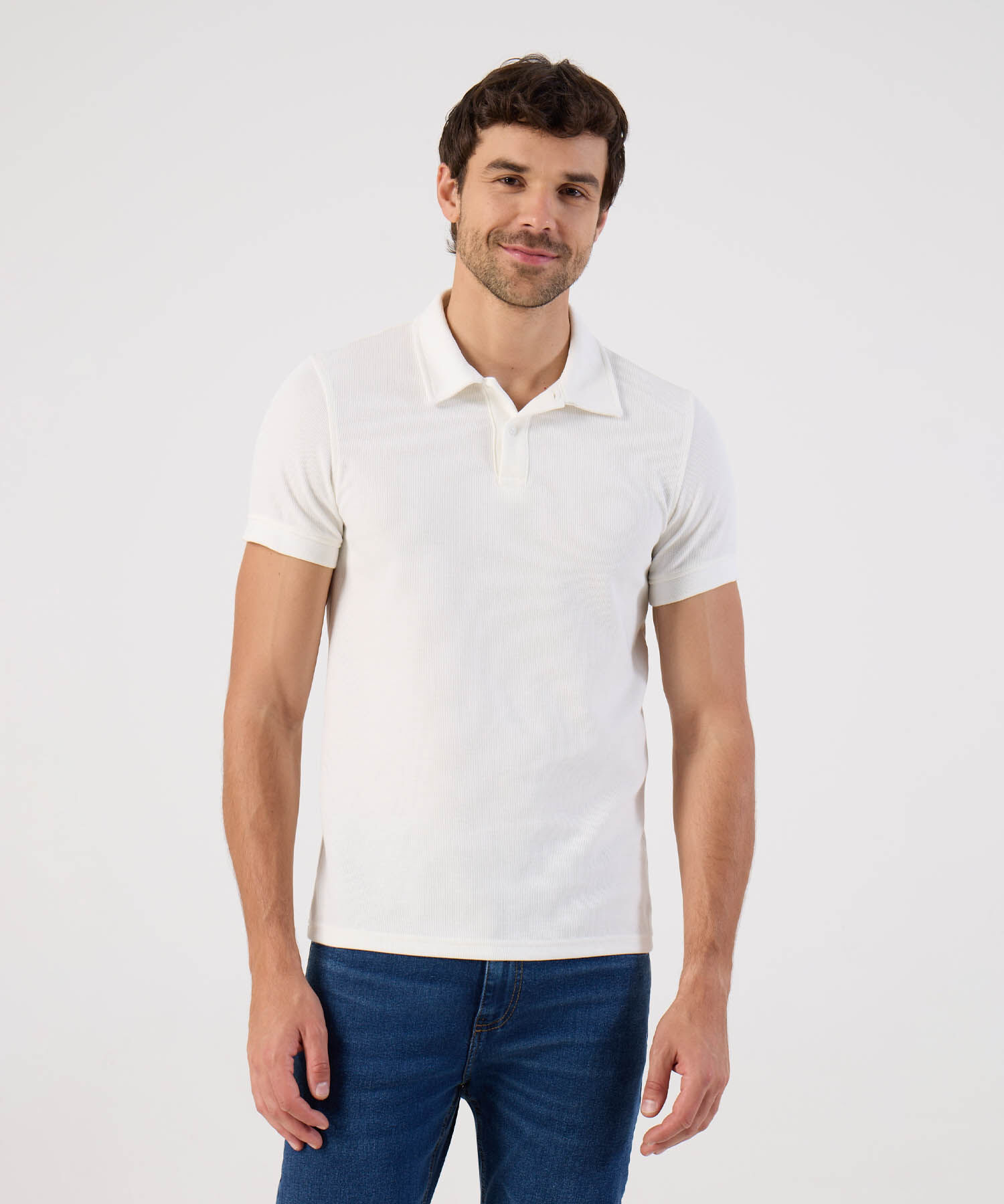 Polo En Tejido Acanalado Para Hombre