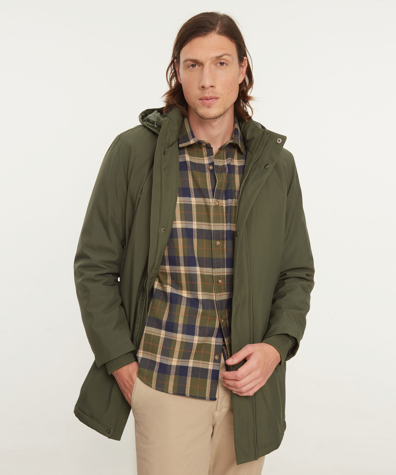 Chaqueta Unicolor Tipo Parka Larga
