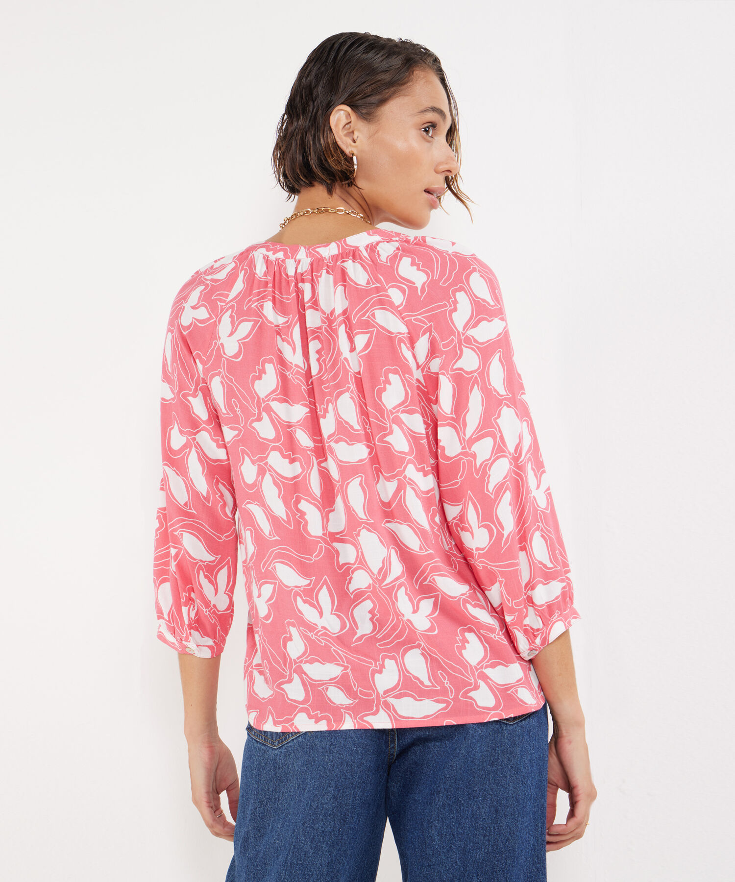 Blusa Manga 3/4 Cuello Neru Estampada