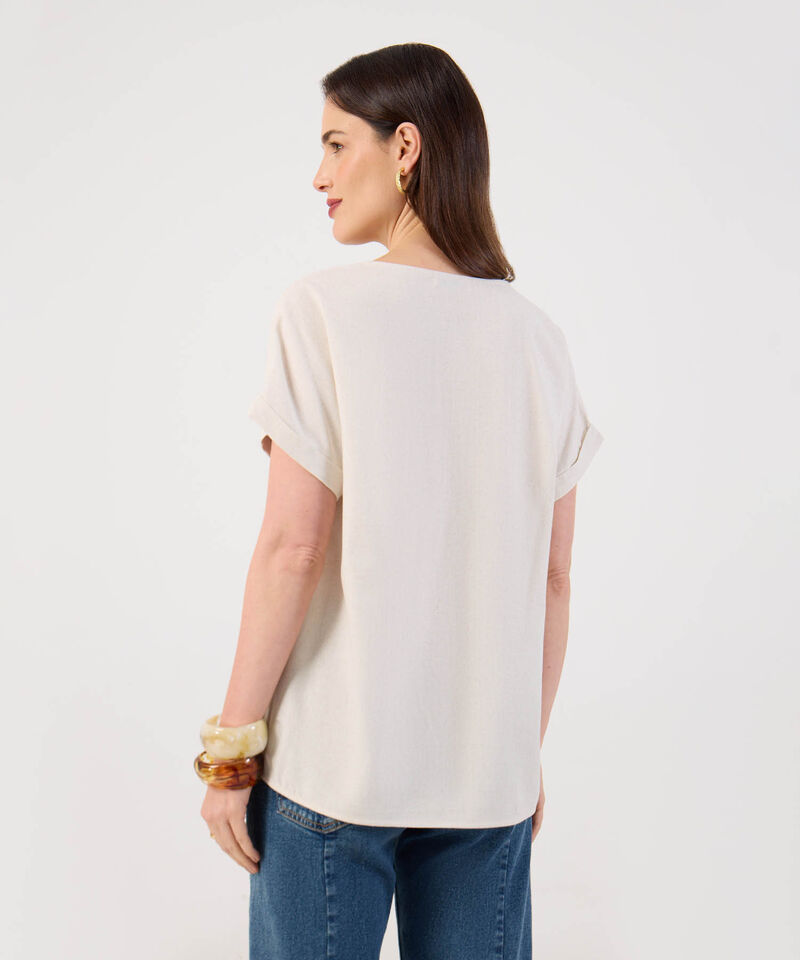 Blusa de Manga Corta Minimalista para Mujer