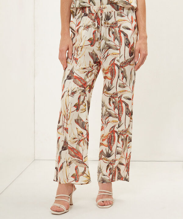 Pantalón Bota Recta En Lino Estampado image number null