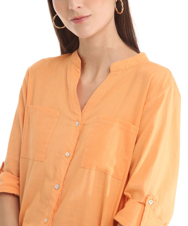 Blusa  Manga Larga Con Bolsillo Unicolor image number null