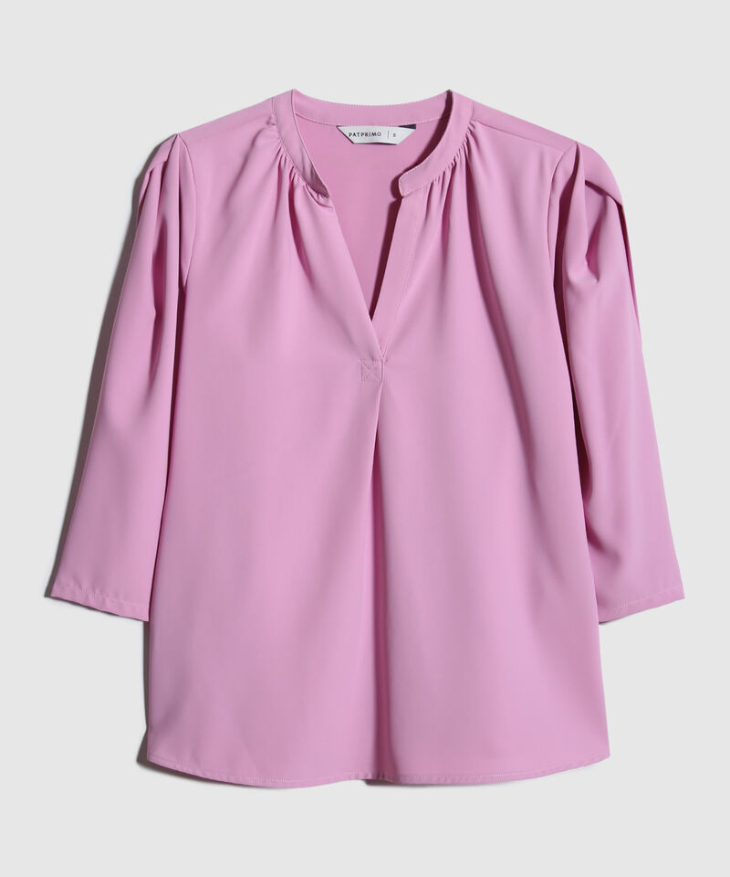 Blusa Unicolor Cuello Mao Con Manga 3/4