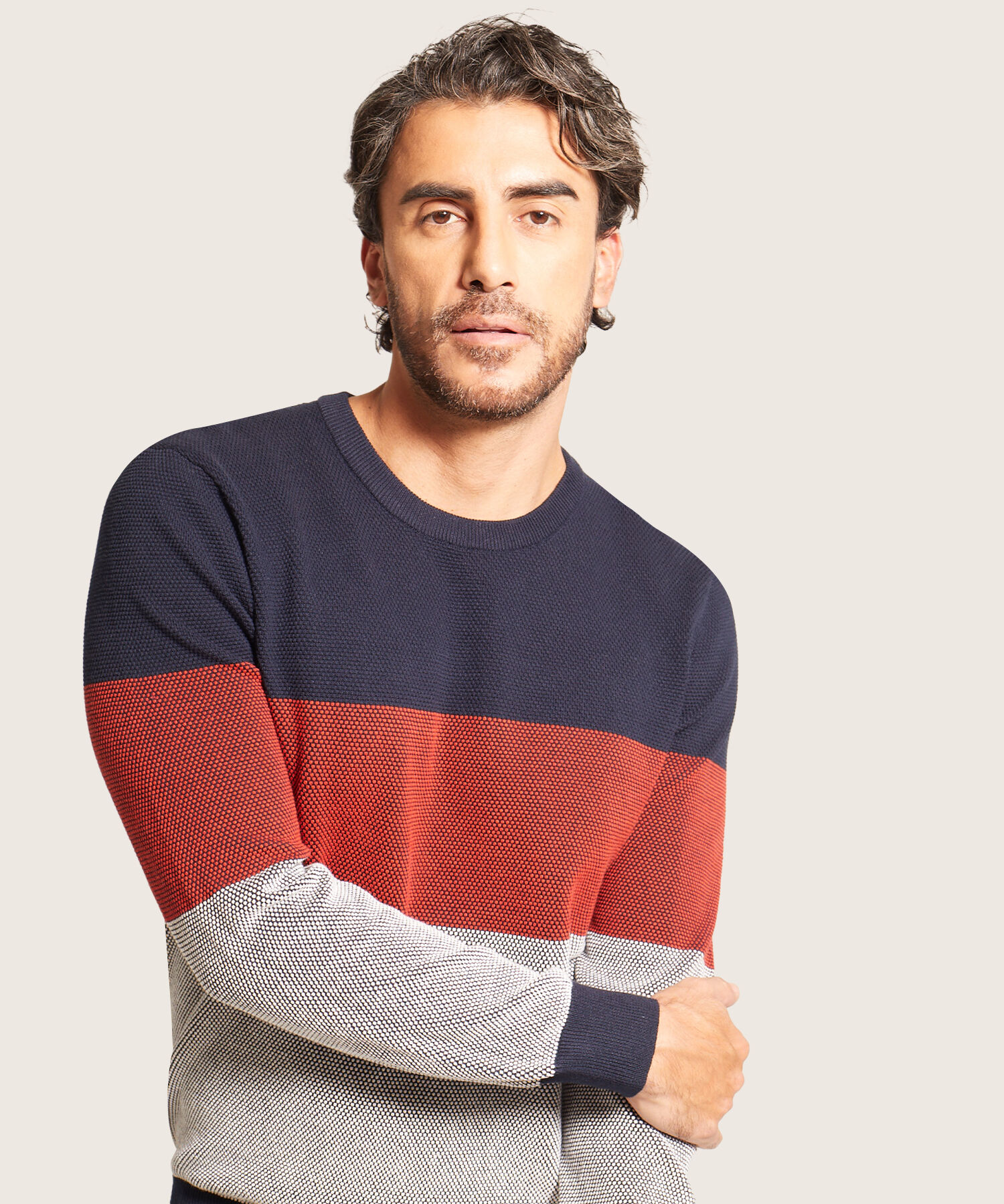 Saco Cuello Redondo Con Bloques