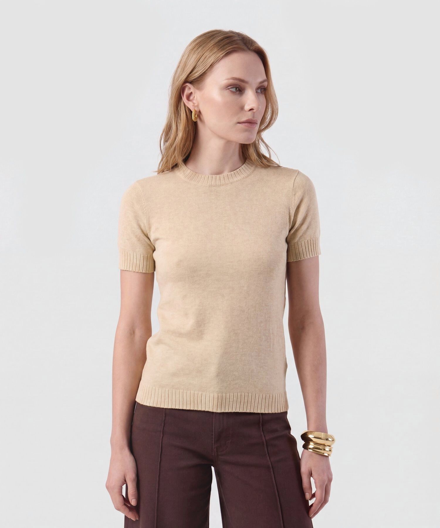 Camiseta Unicolor Para Mujer