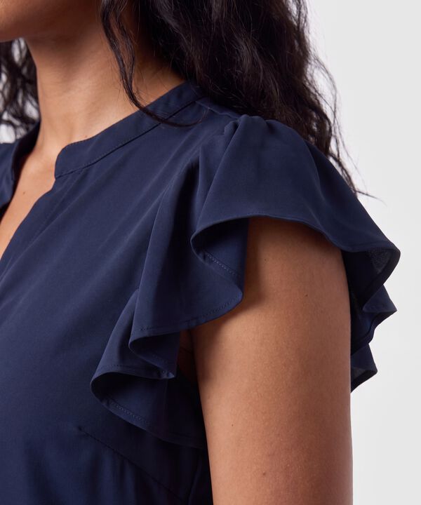 Blusa Cuello Mao Con Boleros Mujer